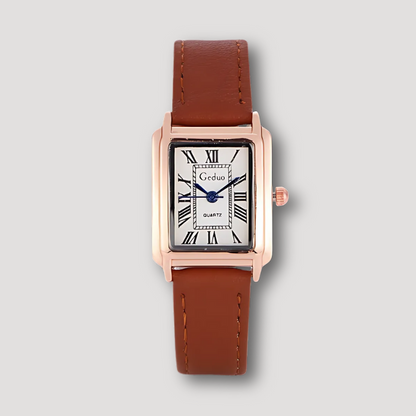 Classic Leather Strap Rectangular Watch for Men