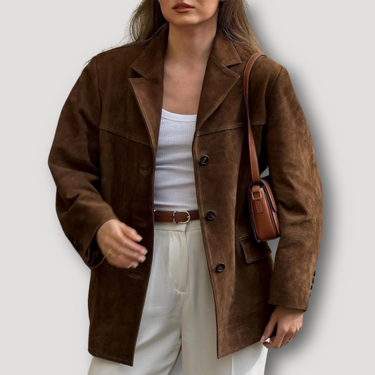 Retro Oversized Brown Jacket for Women