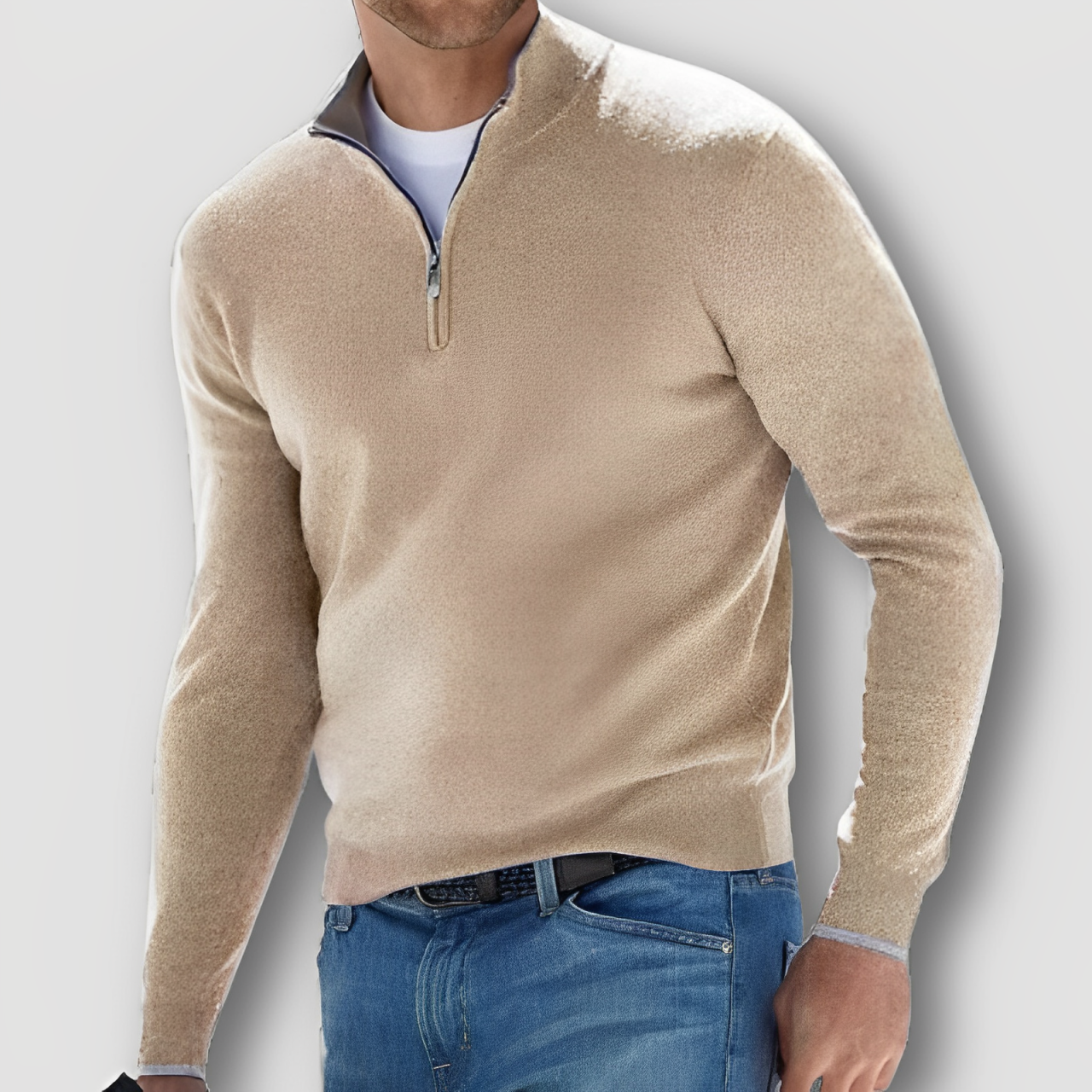 Casual Slim FIt Half Zip Soft Knit Sweater for Men