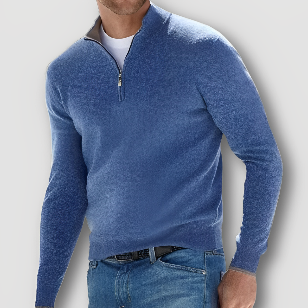 Casual Slim FIt Half Zip Soft Knit Sweater for Men