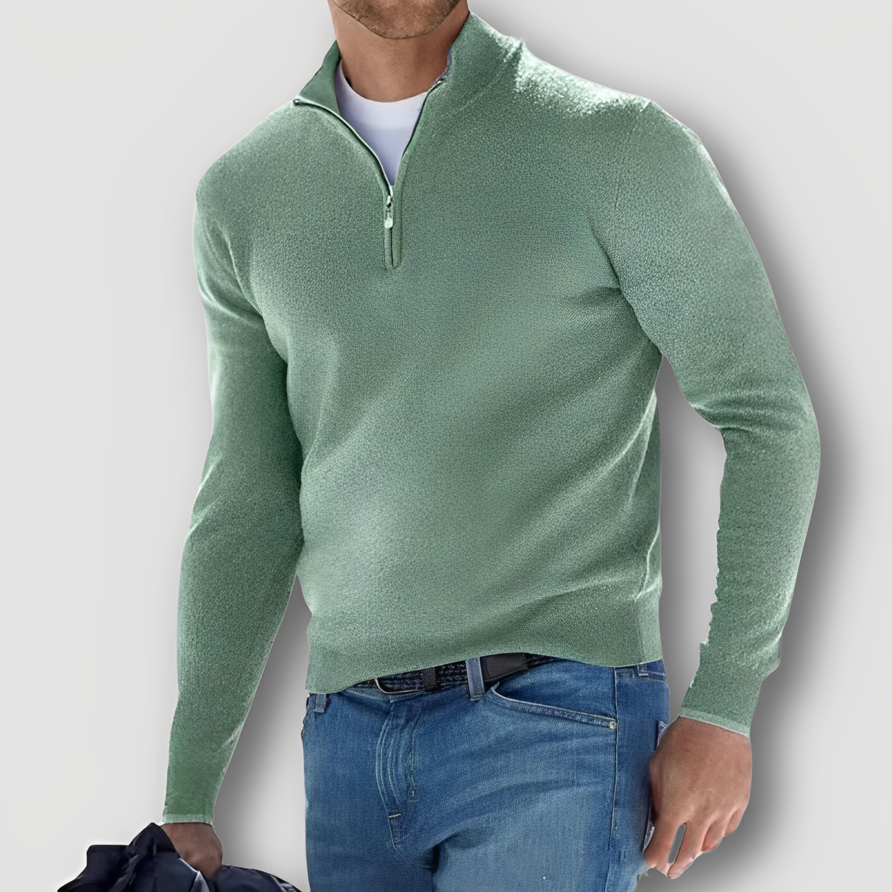 Casual Slim FIt Half Zip Soft Knit Sweater for Men