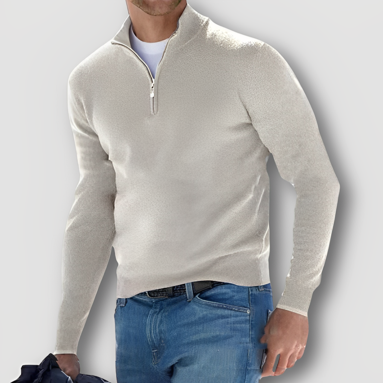 Casual Slim FIt Half Zip Soft Knit Sweater for Men