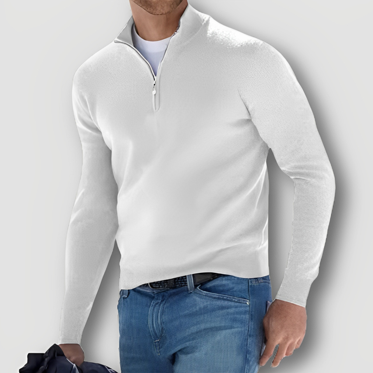 Casual Slim FIt Half Zip Soft Knit Sweater for Men