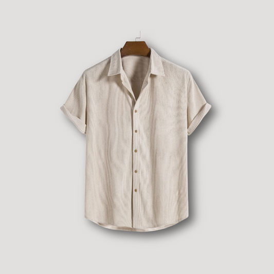 Men's Classic Short Sleeve Button Down Corduroy Shirt