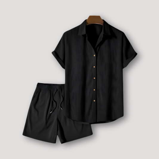 Corduroy Shorts and Short Sleeve Shirt Set for Men