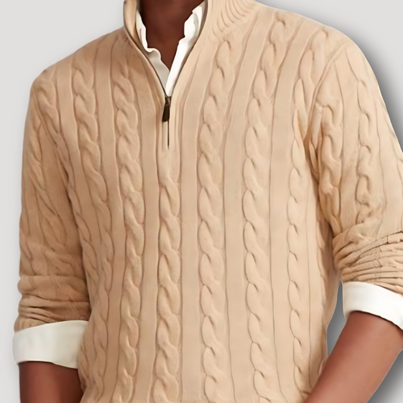 Men's Half Zip Cable Knit Sweater