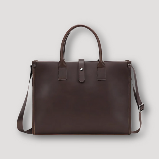 Elegant Rectangular Boxy Leather Briefcase