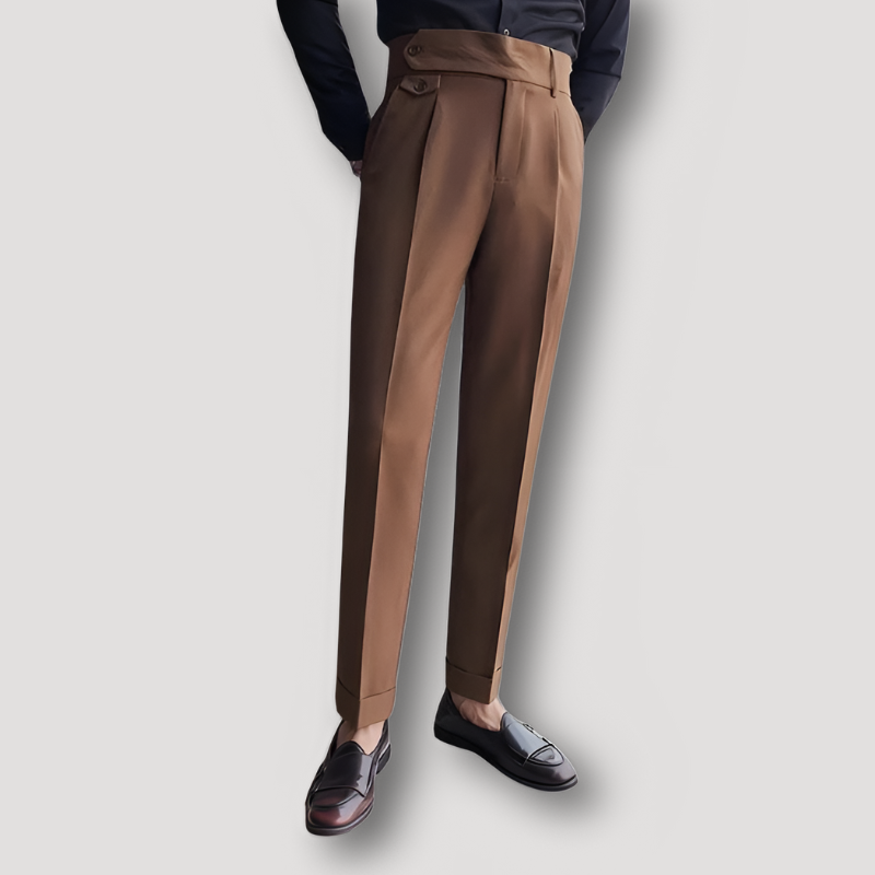 Classic High Waist Slim Fit Trousers for Men