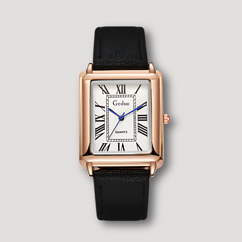 Classic Leather Strap Rectangular Watch for Men