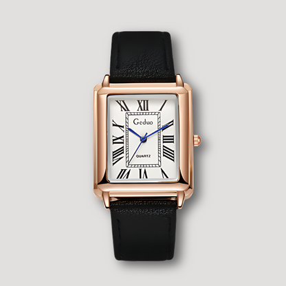 Classic Leather Strap Rectangular Watch for Men